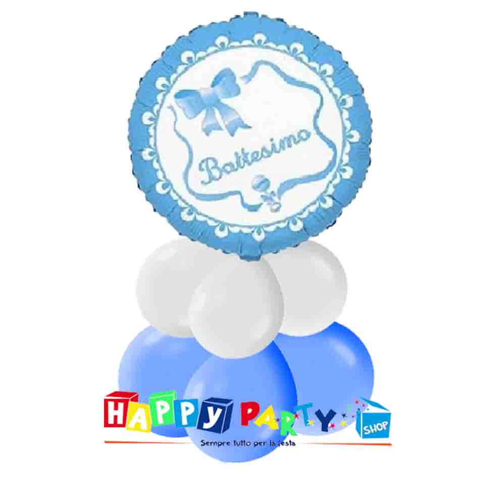 Composizione Centrotavola Palloncino Battesimo Azzurro