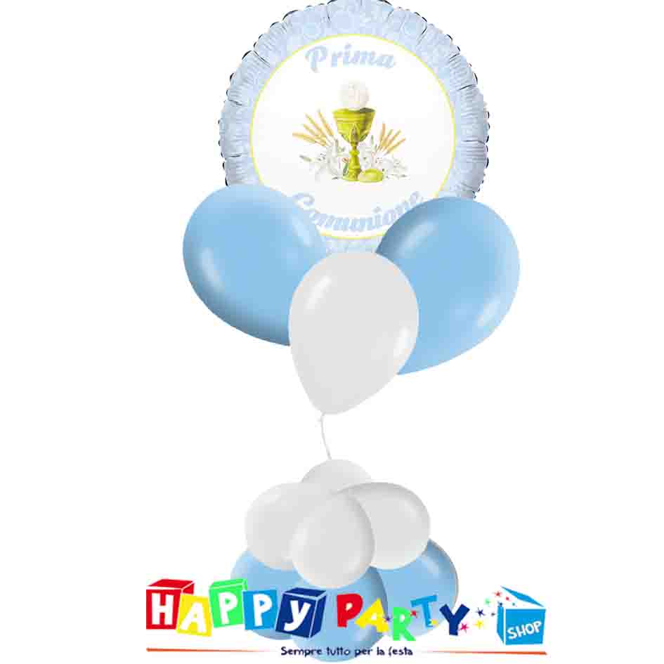 Composizione Palloncino Mylar e 3 Palloncini gonfiati ad elio Comunione *  Happy Party Shop *