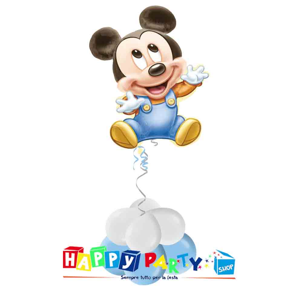 Composizione Palloncino Azzurro Topolino Baby * Happy Party Shop *