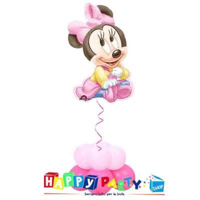 composizione 1 palloncino mylar nascita rosa minnie baby