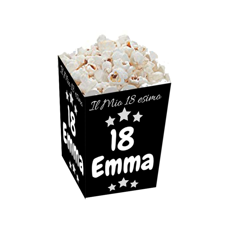 Contenitori Popcorn 10pz Kit 18 anni Personalizzato * Happy Party Shop *