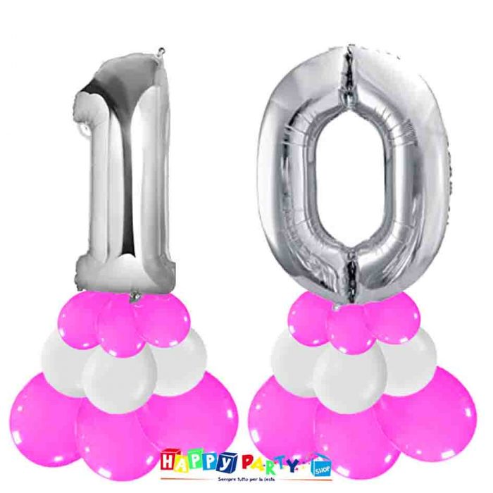 Composizione Centrotavola Palloncini 10 anni 30cm - immagine 3