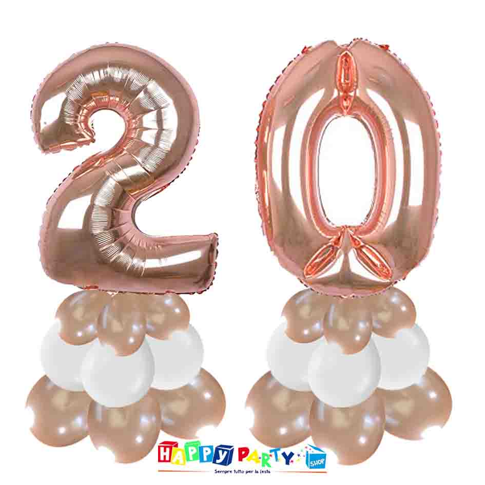 PALLONCINI DECORAZIONI COMPLEANNO 20 compleanno 20 anni set 39 pz