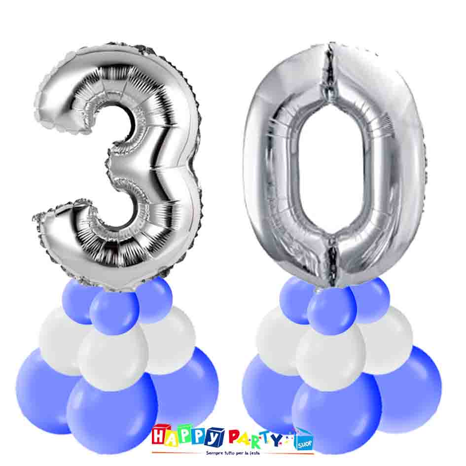 Composizione Centrotavola Palloncini 30 anni 30cm * Happy Party Shop *