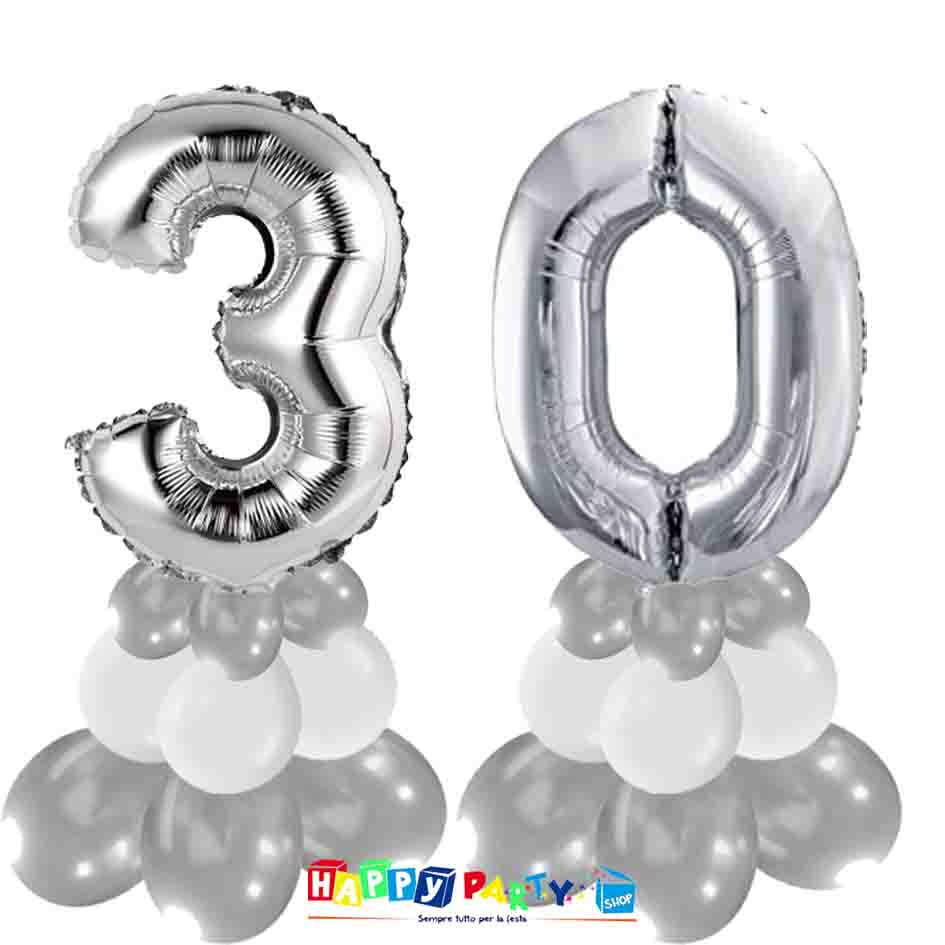 Composizione Centrotavola Palloncini 30 anni 30cm * Happy Party Shop *