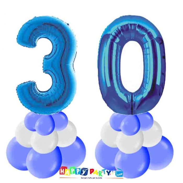 centrotavola palloncini numeri mylar 30 anni blu