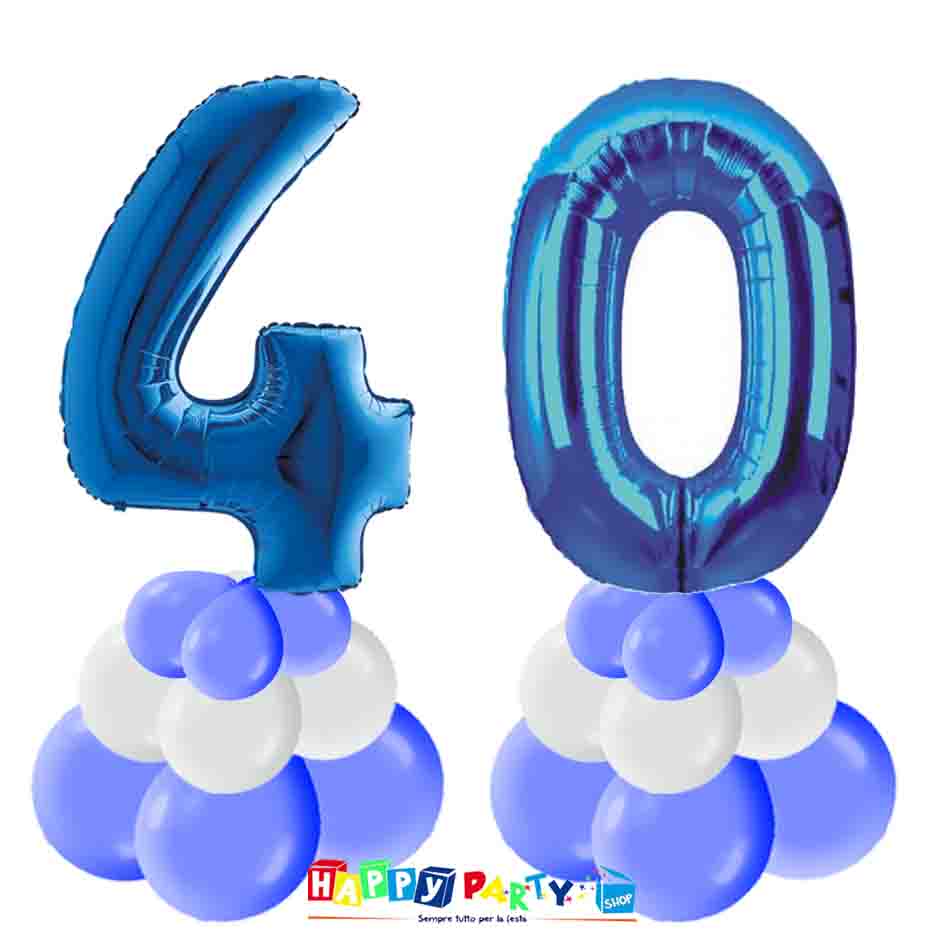 Composizione Centrotavola Palloncini 40 anni 30cm * Happy Party Shop *