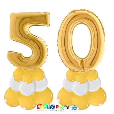 centrotavola palloncini numeri mylar 50 anni oro
