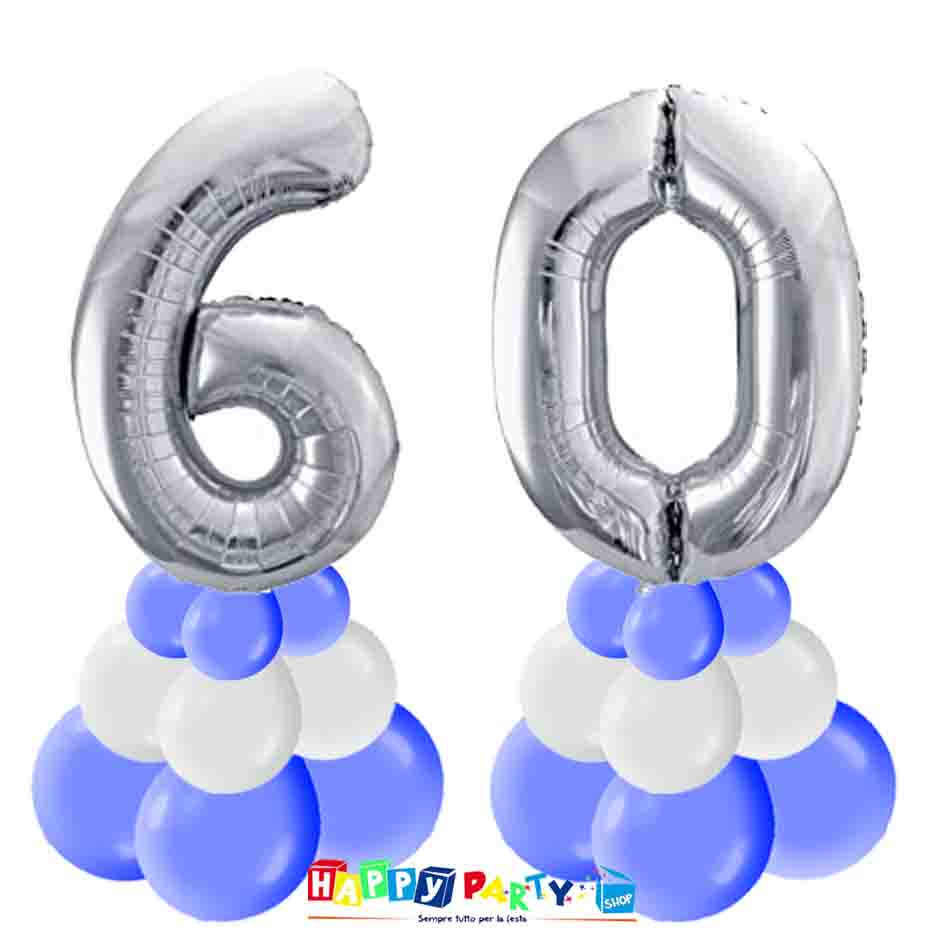 Composizione Centrotavola Palloncini 60 anni 30cm * Happy Party Shop *