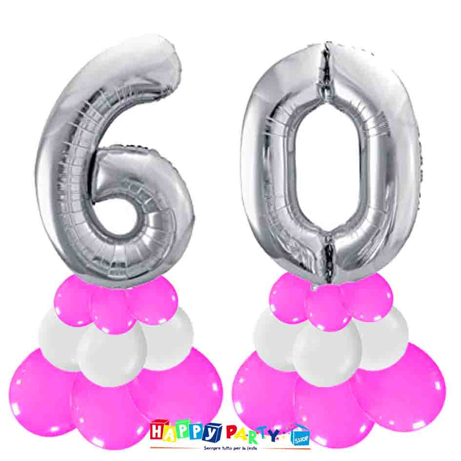 Composizione Centrotavola Palloncini 60 anni 30cm * Happy Party Shop *