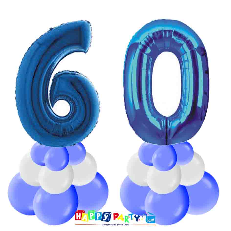 Composizione Centrotavola Palloncini 60 anni 30cm * Happy Party Shop *