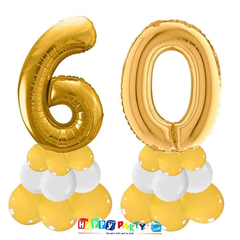 Composizione Centrotavola Palloncini 60 anni 30cm * Happy Party Shop *