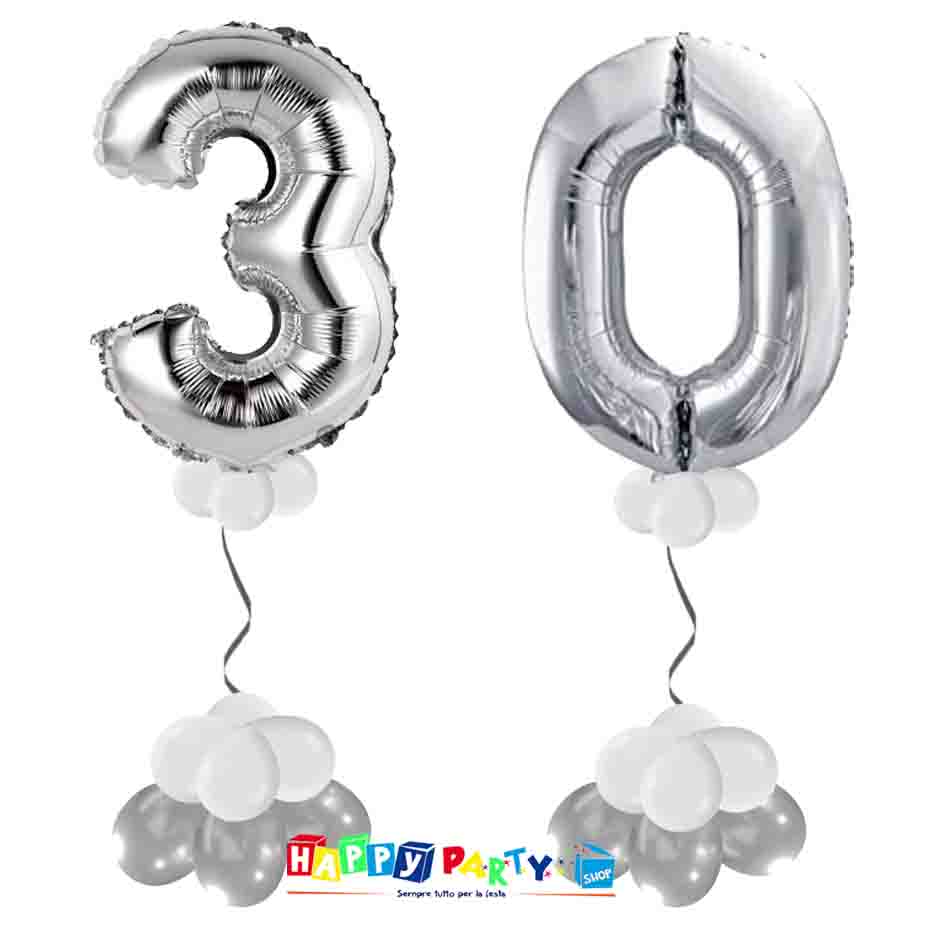 Composizione 2 Palloncini Numeri Grandi 100cm 30 Anni * Happy Party Shop *