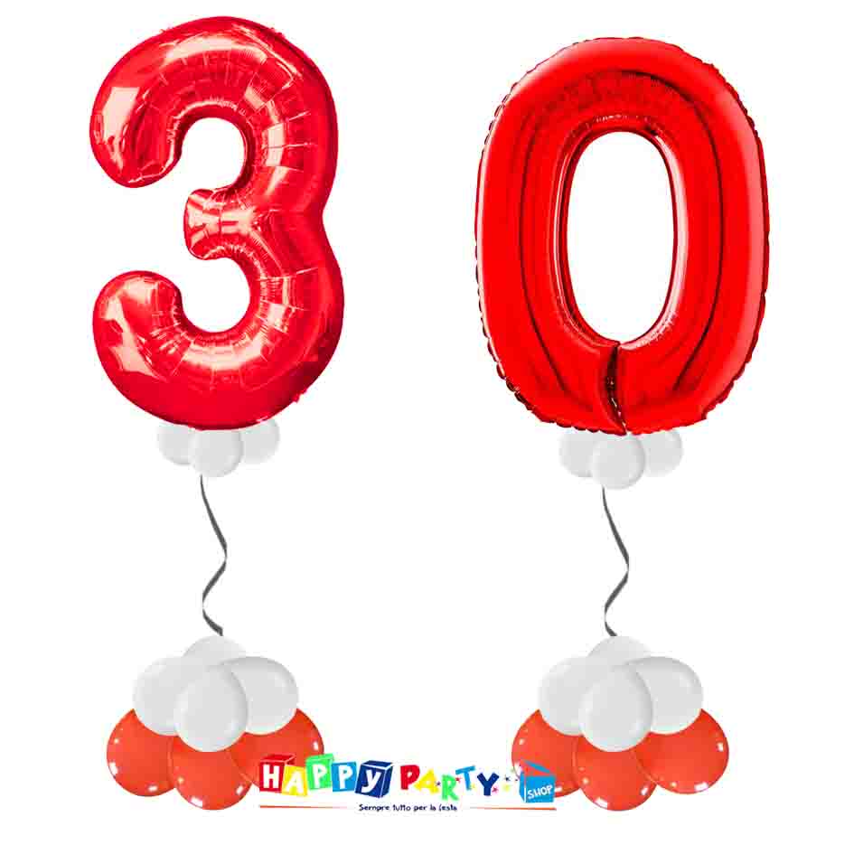 Palloncini numero 30, palloncino numero 30 rosso palloncini 30