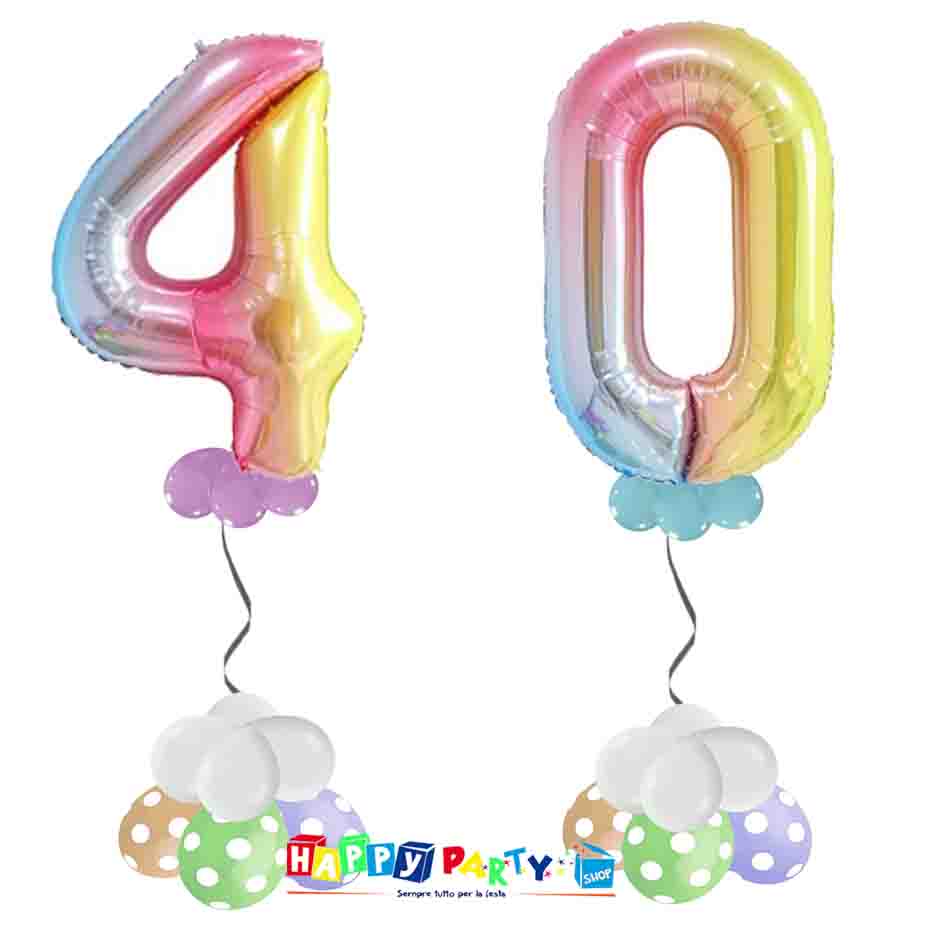 Composizione 2 Palloncini Numeri Grandi 100cm 40 Anni * Happy