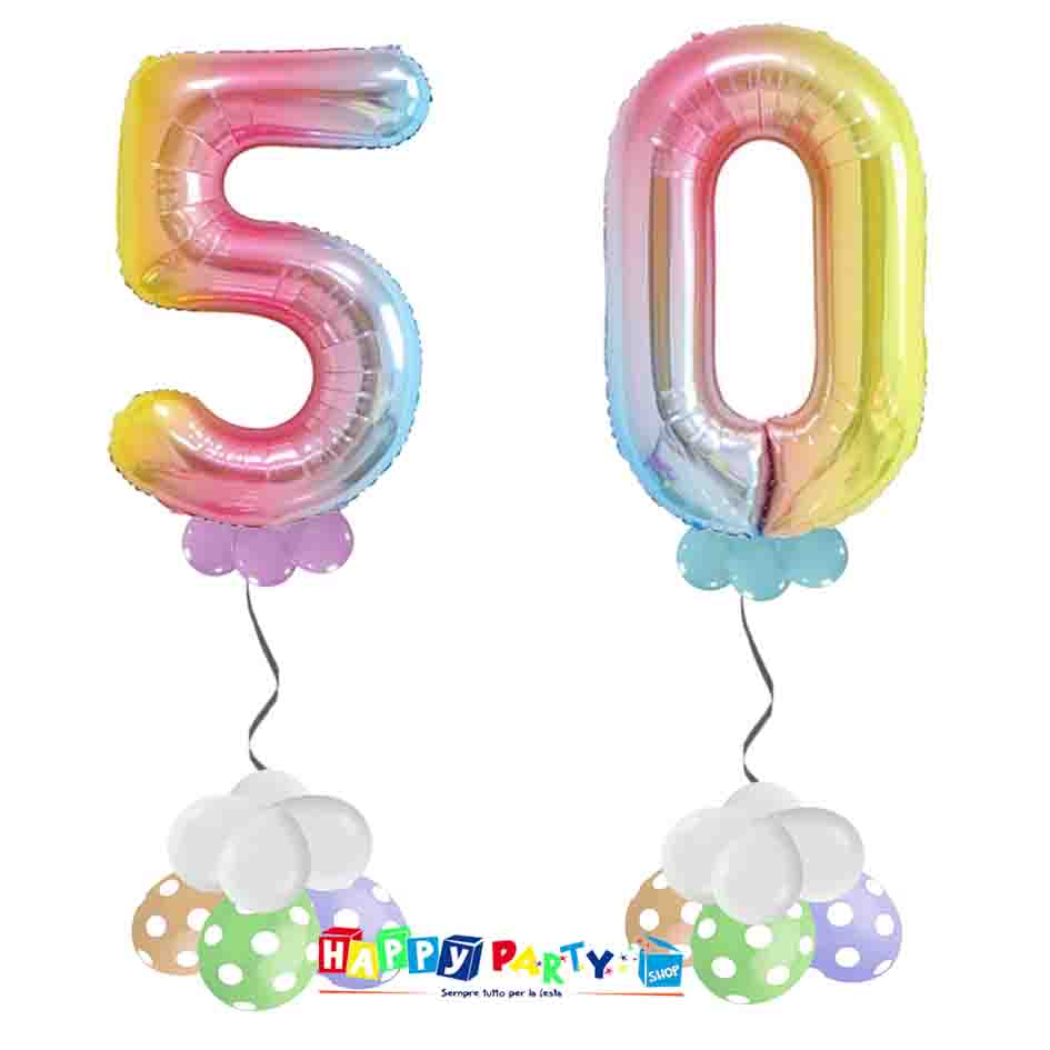 Composizione 2 Palloncini Numeri Grandi 100cm 50 Anni * Happy Party Shop *