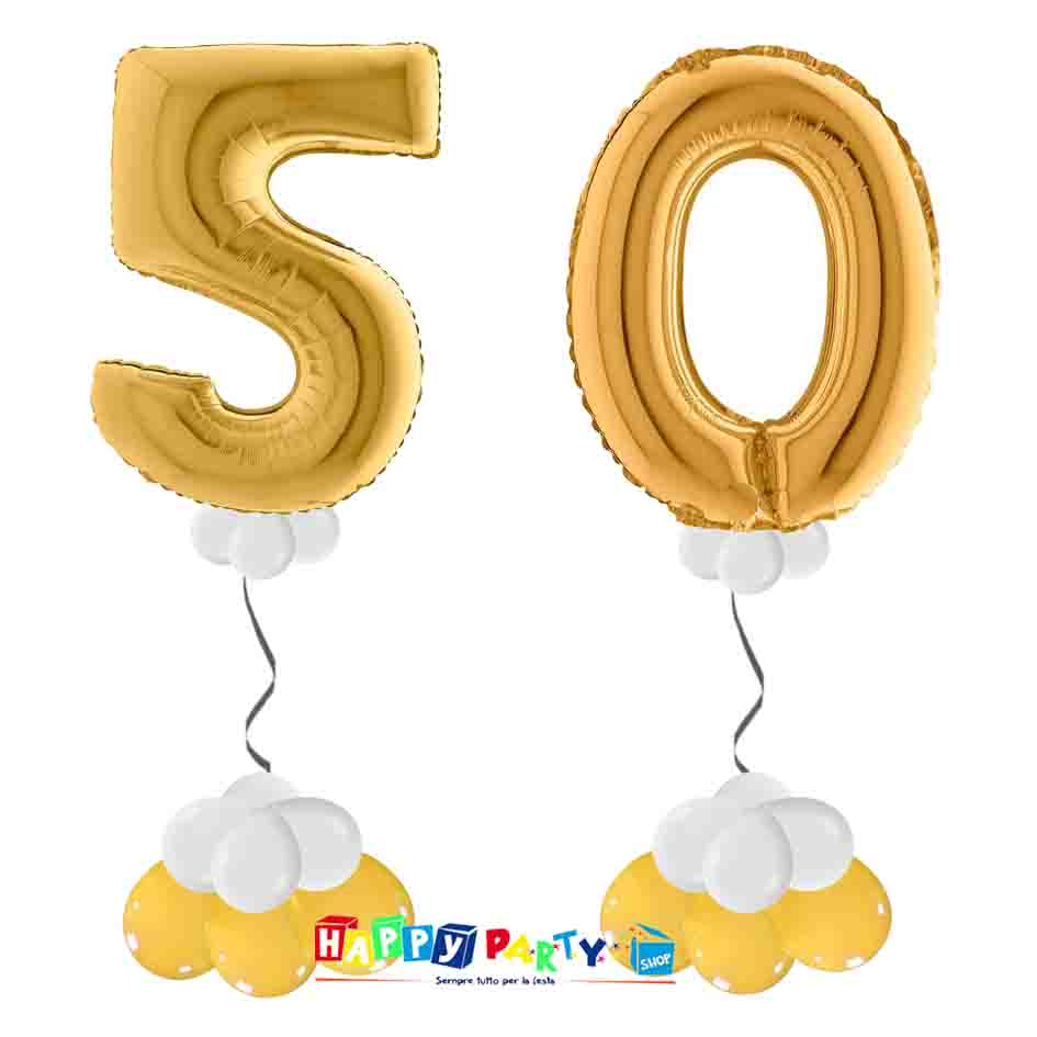 Composizione 2 Palloncini Numeri Grandi 100cm 50 Anni * Happy Party Shop *