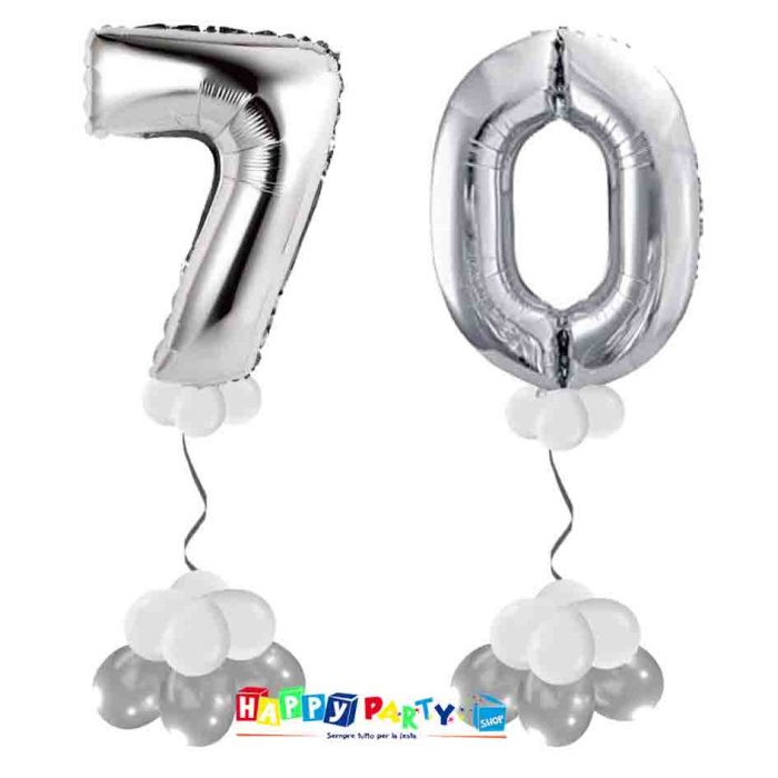 Composizione 2 palloncini numeri grandi 70 anni 100cm - immagine 2