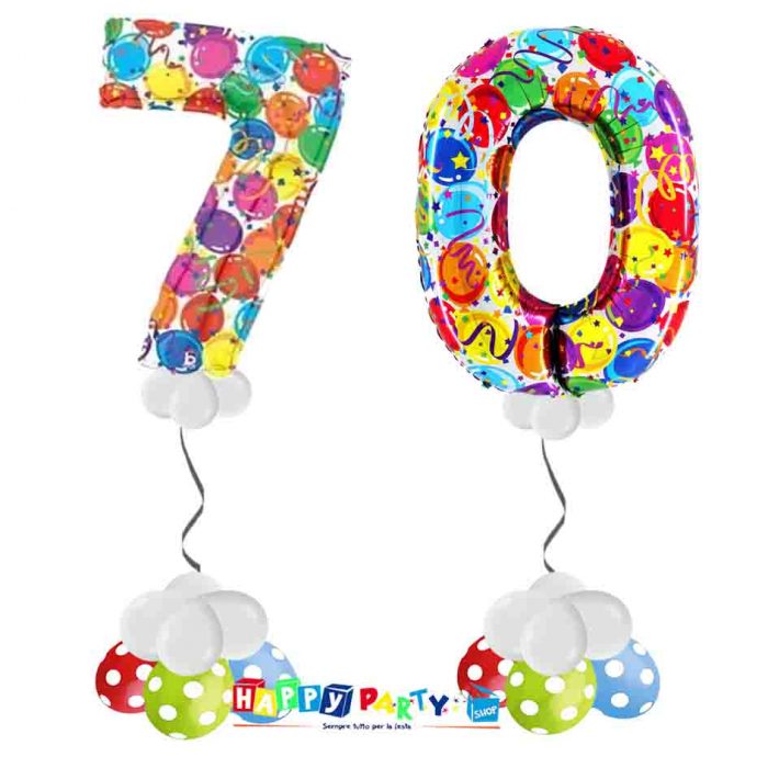 Composizione 2 palloncini numeri grandi 70 anni 100cm - immagine 3