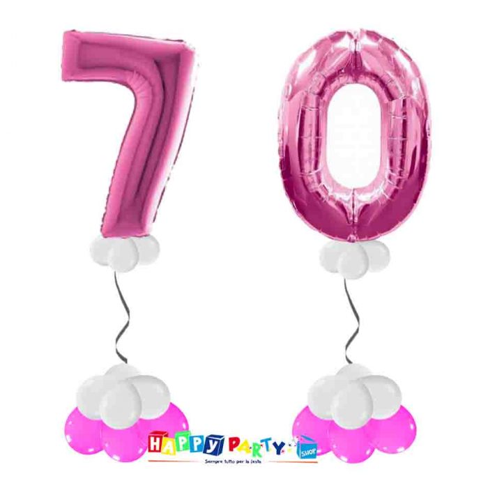 Composizione 2 palloncini numeri grandi 70 anni 100cm