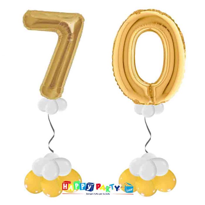 Composizione 2 palloncini numeri grandi 70 anni 100cm - immagine 4