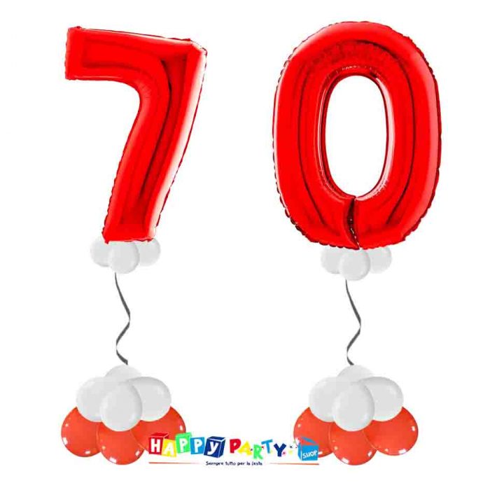 Composizione 2 palloncini numeri grandi 70 anni 100cm - immagine 6