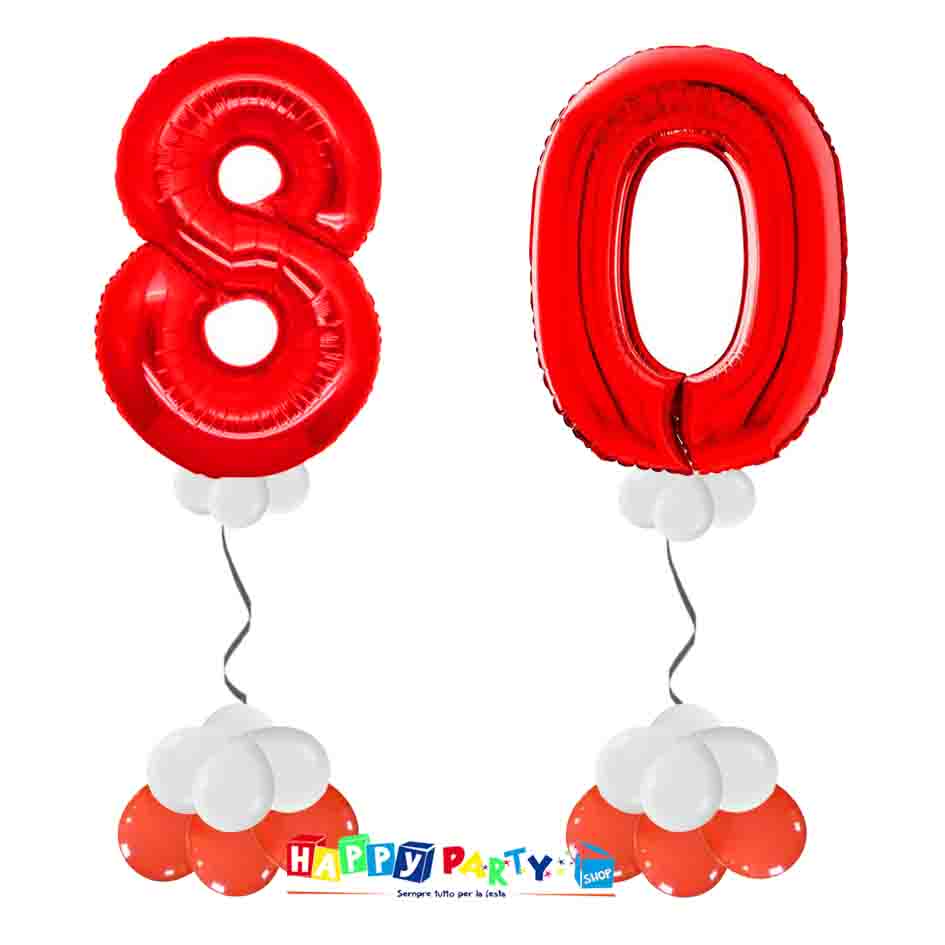 Composizione Palloncini 80 anni 100cm * Happy Party Shop *