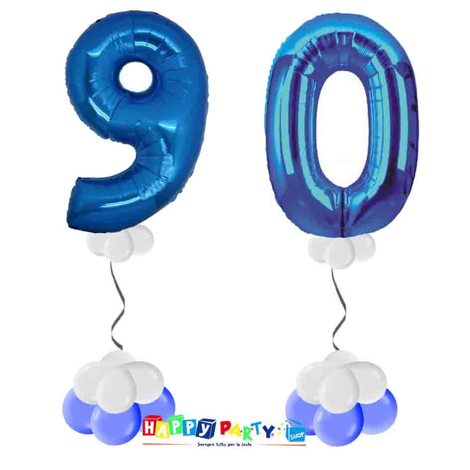 Composizione 2 Palloncini Numeri Grandi 100cm 90 Anni * Happy Party Shop *