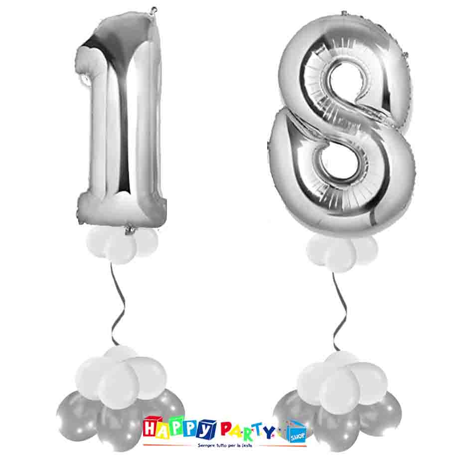 Composizione 2 Palloncini Numeri Grandi 100cm 18 Anni * Happy Party Shop *