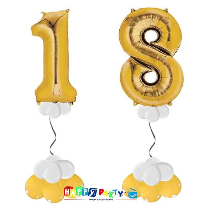 palloncini BASE da terra numeri doppi 18 anni oro