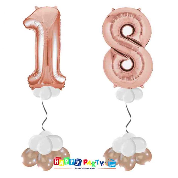 palloncini BASE da terra numeri doppi 18 anni rosa gold