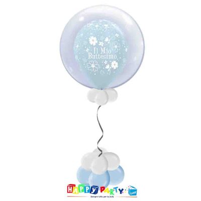 palloncini Bubble battesimo azzurro