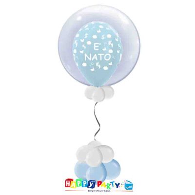 palloncini Bubble nascita azzurro bimbo