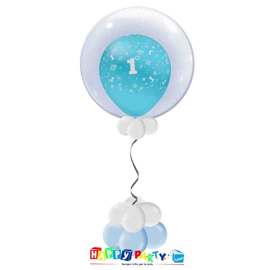 Composizione Palloncino Bubble primo compleanno bimbo