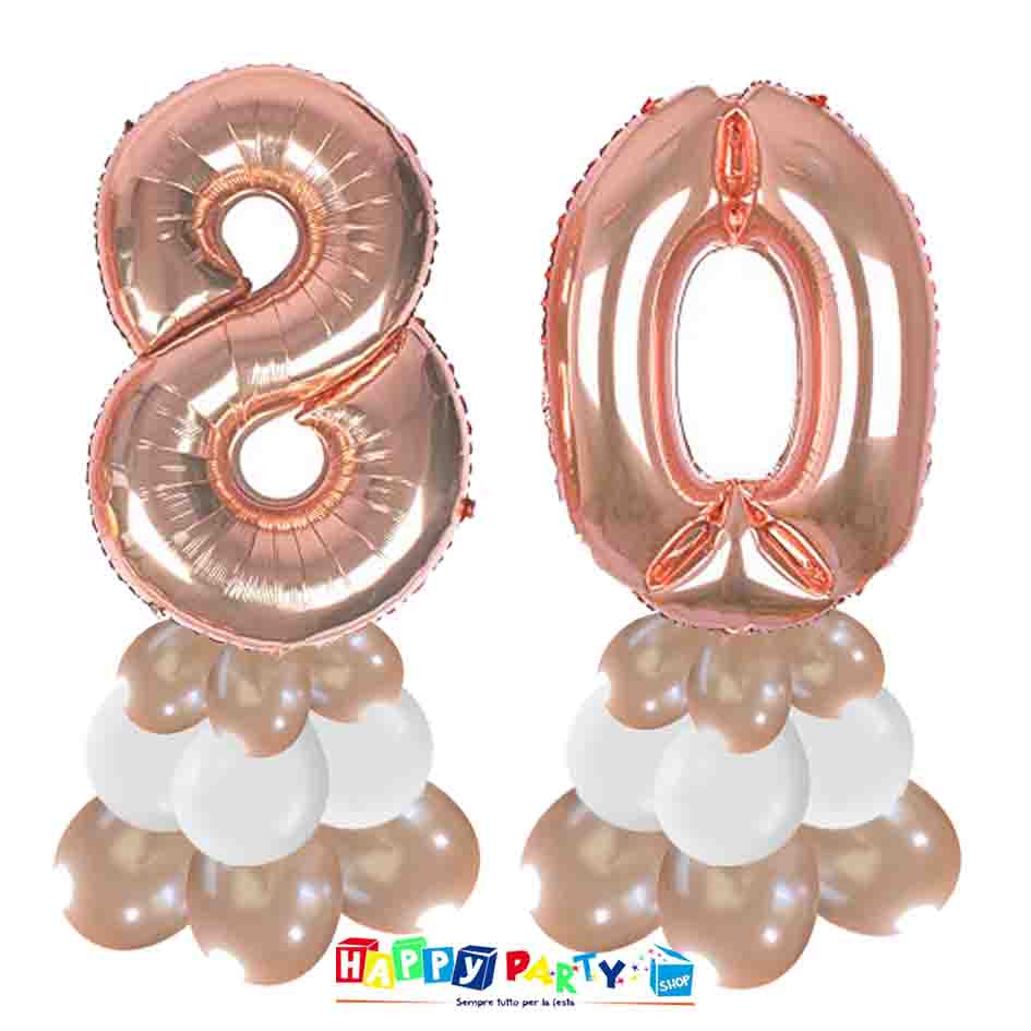 Composizione Centrotavola Palloncini 80 anni 30cm * Happy Party Shop *