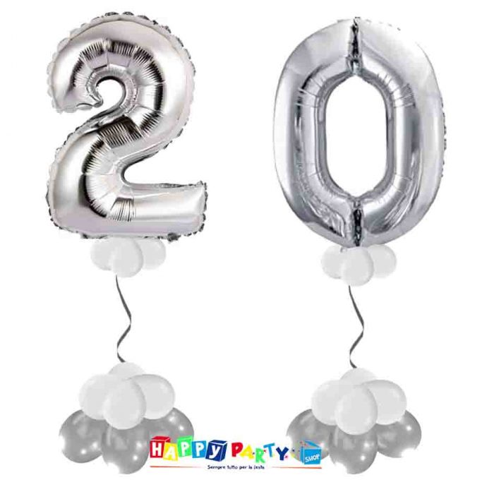 Composizione 2 Palloncini Numeri Grandi 100cm 20 Anni - immagine 3