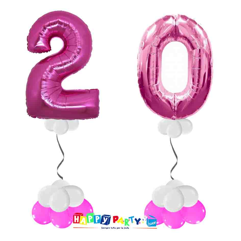 Composizione 2 Palloncini Numeri Grandi 100cm 20 Anni * Happy Party Shop *