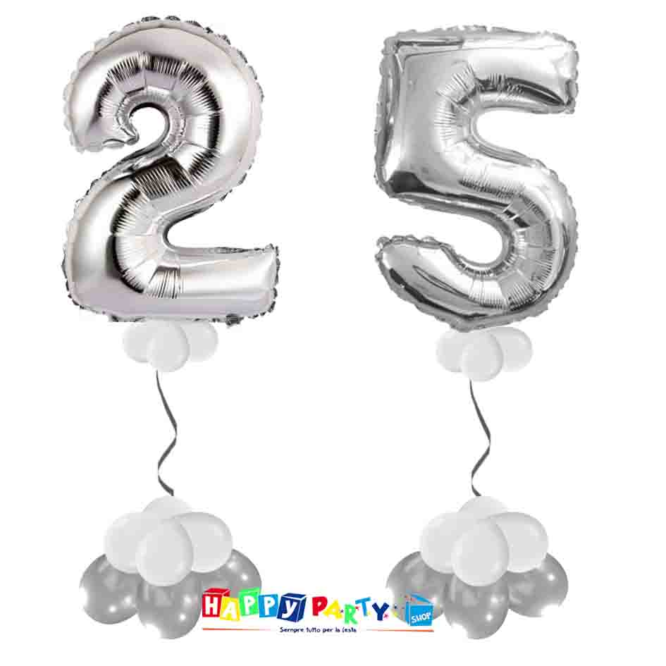 Composizione 2 Palloncini Numeri Grandi 100cm 25 Anni * Happy Party Shop *