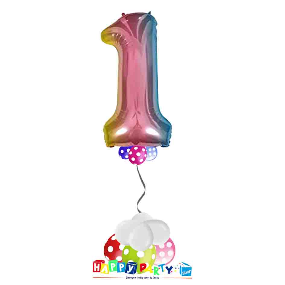 Palloncino Gigante Numero 1 (uno) - Rainbow