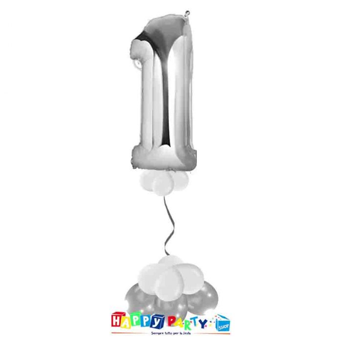 palloncini base da terra numeri singoli mylar 1 anno argento