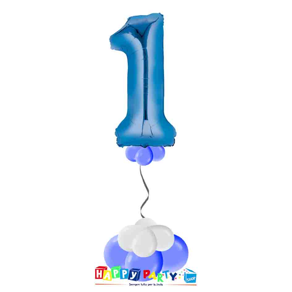 Composizione Palloncino Numero Grande 100cm mylar 1 anno * Happy Party Shop  *