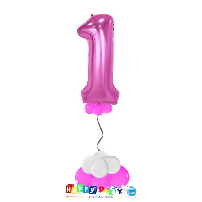 palloncini base da terra numeri singoli mylar 1 anno fuxia