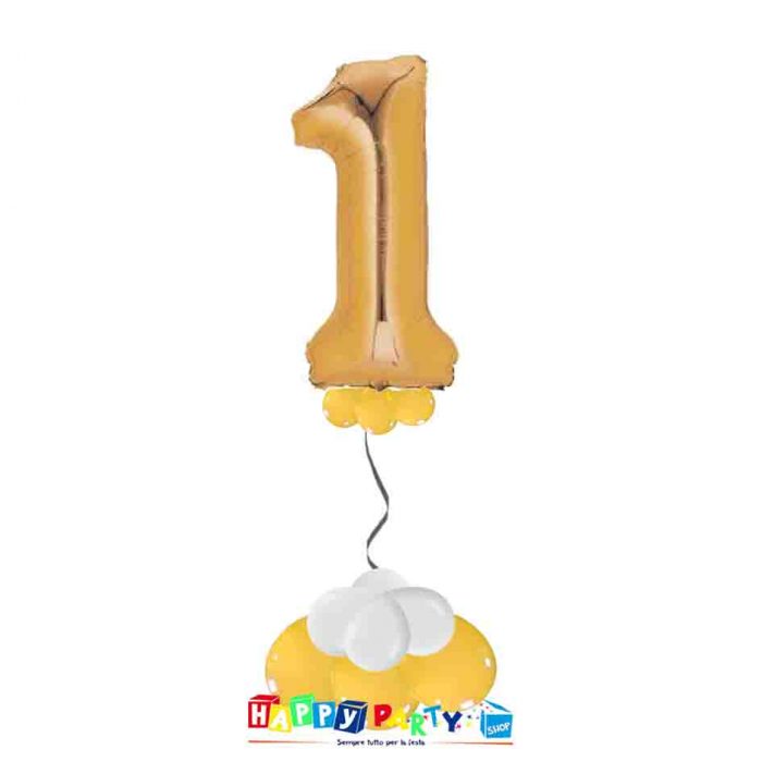 palloncini base da terra numeri singoli mylar 1 anno oro