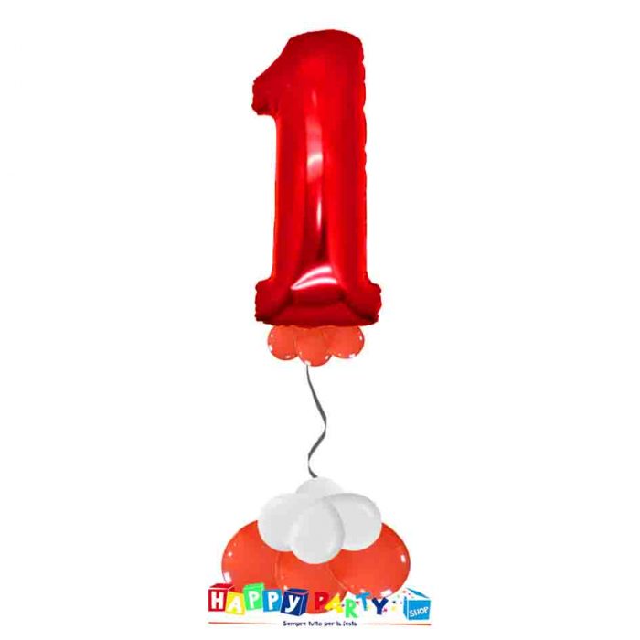 palloncini base da terra numeri singoli mylar 1 anno rosso