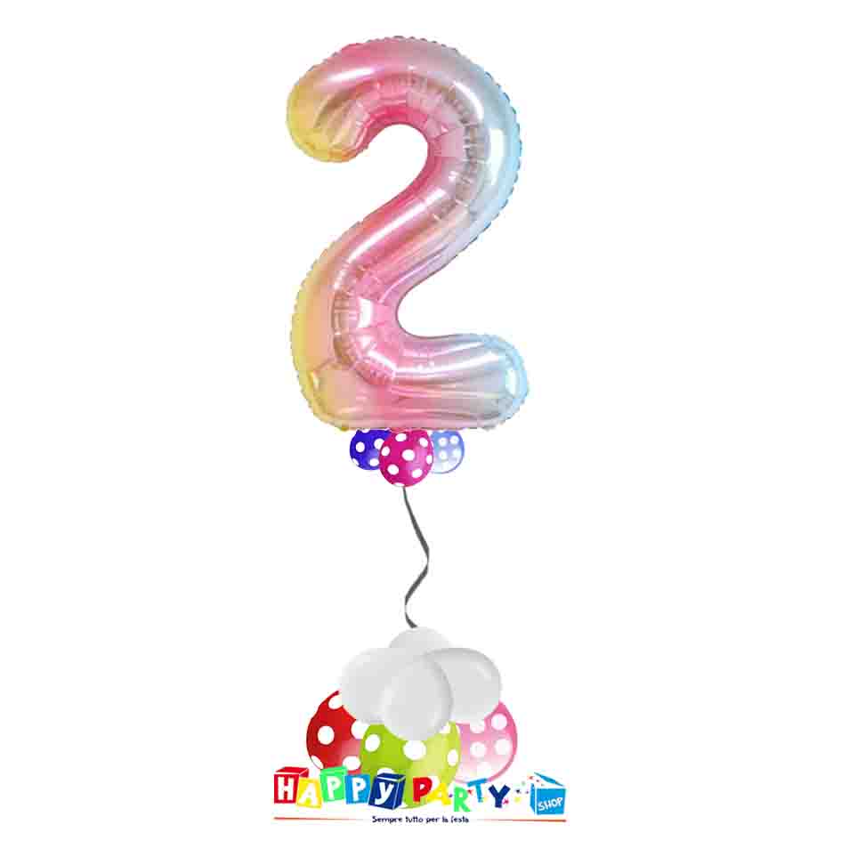 Composizione Palloncino Numero Grande 2 anni * Happy Party Shop *