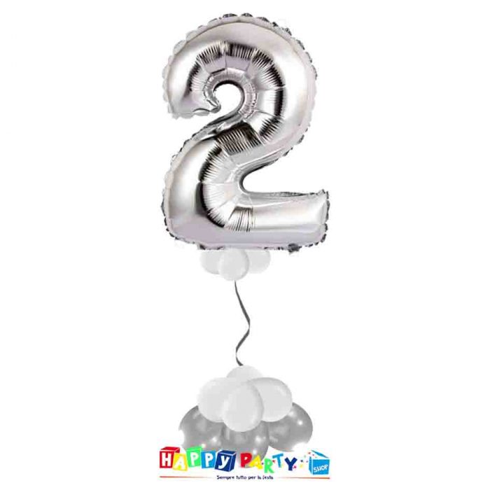 palloncini base da terra numeri singoli mylar 2 anni argento