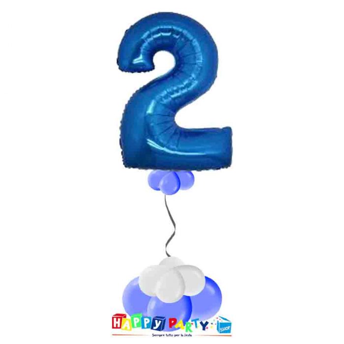 palloncini base da terra numeri singoli mylar 2 anni blu