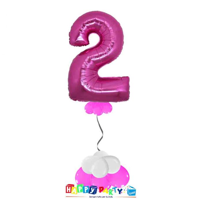 palloncini base da terra numeri singoli mylar 2 anni fuxia