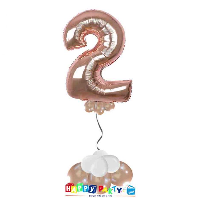 palloncini base da terra numeri singoli mylar 2 anni rosa gold