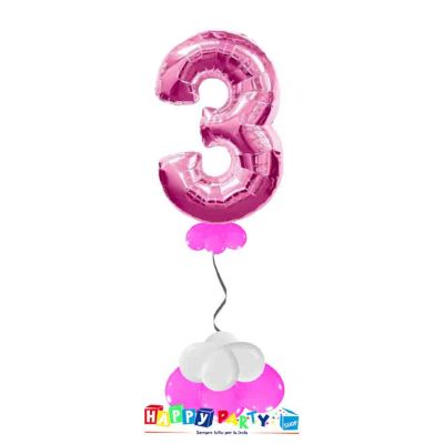 palloncini base da terra numeri singoli mylar 3 anni fuxia